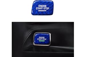 MICROCK Engine Engine Start/Stop Push Start Button Cover for 2014-2019 Chevy C7 Corvette, for 2016-2024 Chevrolet Camaro, Real Carbon Fiber (Blue)