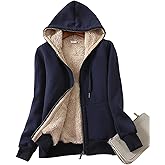 Yeokou Women's Casual Full Zip Up Sherpa Lined Hoodie Sweatshirt Jacket Coat