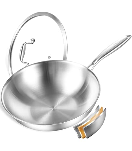 Wok Demeyere Apollo 7 Da 36cm - Padella Stir-Fry Rotonda Per Cucina Professionale