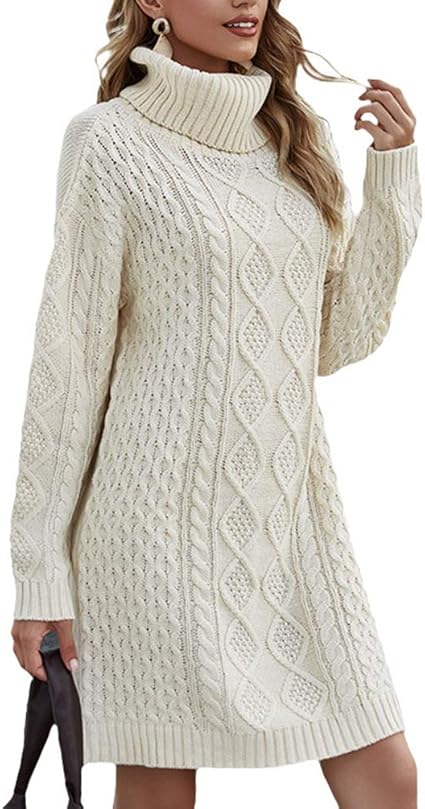 Zeagoo Strickkleid Damen - Rollkragen Bodycon Minikleid Für Winter