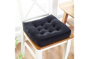 vctops Velvet Solid Chair Pad Super Soft Plush Washable Square Seat Cushion for Kitchen Dining Room (Black,20" x 20")