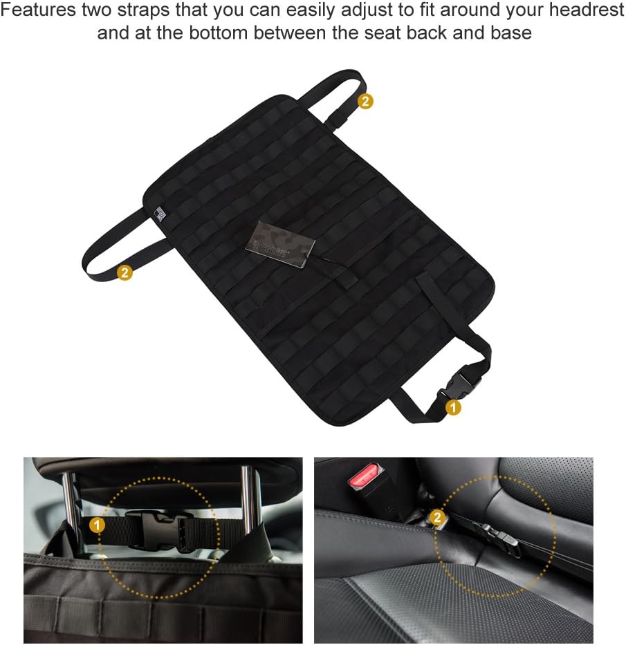 Car Seat Back Organizer, Tactical MOLLE Vehicle Panel Car Seat Cover Protector