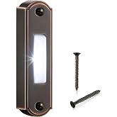 Metal Lighted Doorbell Button,LED Wall Mounted Doorbell Switch, Bronze | Heavy Duty Metal Wired Door Bell Push Button for Universal Garage Door Opener Switch, White Light, Property In Copyright