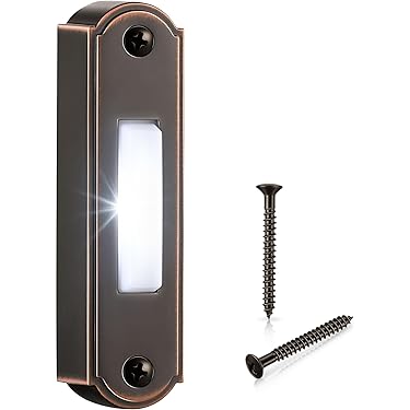 Doorbell Button Bronze Metal LED Lighted Replacement (8-24V