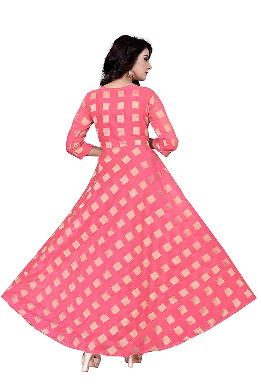 swagat sarees chanderi cotton anarkali gown for women (free size)