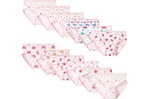 Bhyzdi Little Girls Soft Cotton Underwear Toddler Panties Kids Assorted Briefs Random 12-Pack