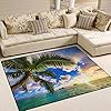 Naanle Beautiful Sunrise Ocean Area Rug 5'x7', Hawaii Palm Tree Polyester Area Rug Mat for Living Dining Dorm Room… 61vi6ymBqjL. SS100