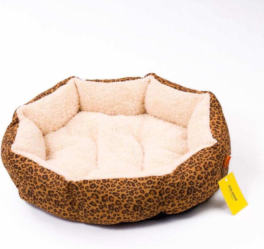 Yiuu Colorful Leopard Print Dog Cave Bed Pet Cat Bed for Pet Cat and Dog Bed,002,L:58×49×14Cm
