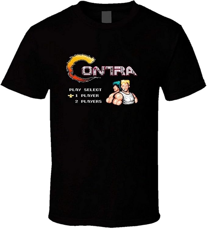 Amazon コントラファミコンタイトルスクリーンレトロビデオゲームメンズファニーtシャツ100 コットンtシャツ Tシャツ カットソー 通販