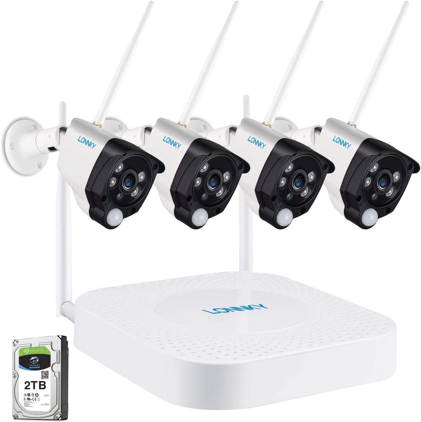 LONNKY 4CH Full HD WLAN Surveillance Camera Set Système NVR sans Fil 4