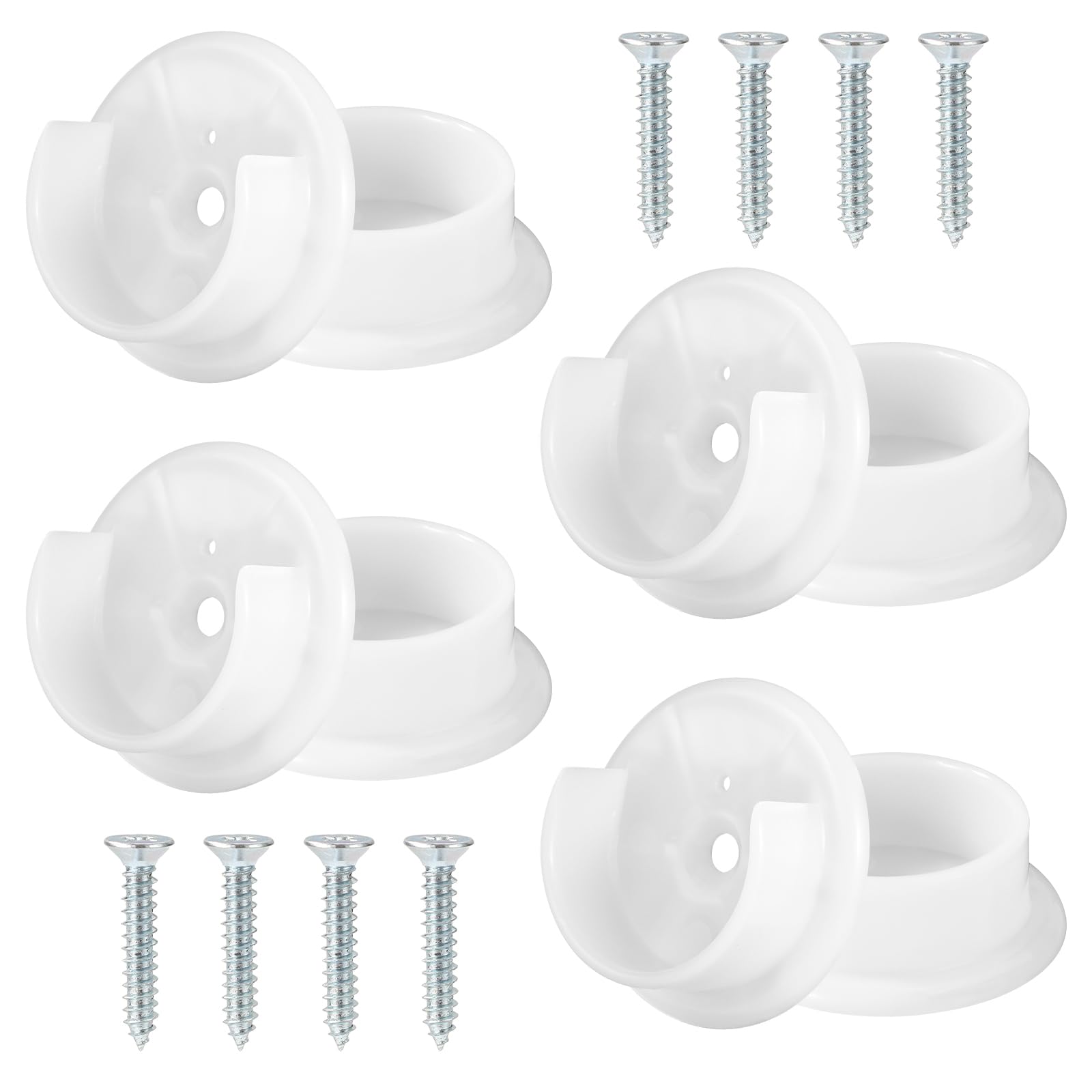 8pcs Closet Pole Sockets, Closet Rod Holders Solid Closet Rod End Supports Plastic Wardrobe Rail Bracket Tube Caps Accessories for Home Curtain Shower Room 1.38 Inch Bar