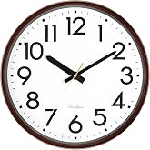 Caysie 20 Inch Large Silent Non Ticking Wall Clock, Quartz Battery Operated, Round Decorative Retro Brown Clock for Living Room, Bedroom, Kitchen, School, Office (Brown)
