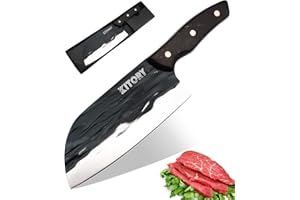 Forged Cleaver, KITORY Chopping Knife, Vegetable and Meat Chopper, Kitchen Serbian Chef's Knife, Full Tang High Carbon Steel 