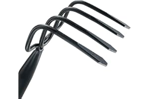 Colwelt 4 Tines Garden Cultivator Rake 59'', Hand Tiller Garden Tool with Sharp Forged Steel Head, Cultivators for Gardening with Long Handle, Garden Tiller for Digging Loosening Weeding