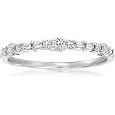 Ross-Simons 0.20 ct. t.w. Round and Baguette Diamond Ring in 14kt White Gold