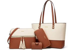 YTL Women Fashion Handbags Wallet Tote Bag Shoulder Bag Top Handle Satchel Purse Set 4pcs