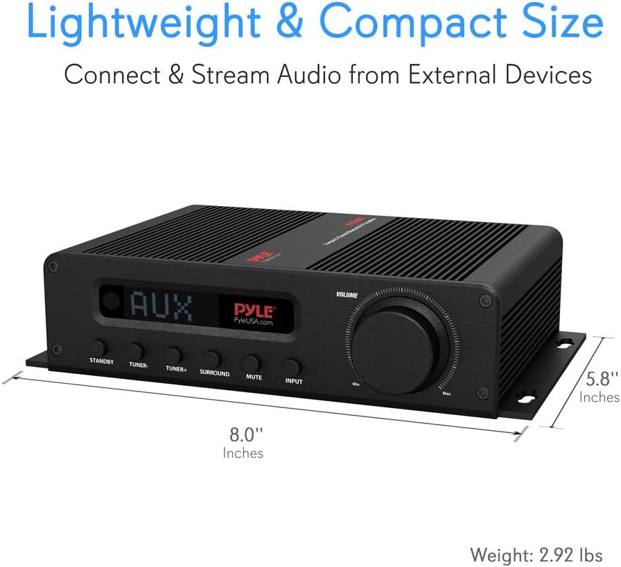 Wireless Bluetooth Home Audio Amplifier - 100W 5 Channel Home Theater Power Stereo Receiver, Surround Sound w/ HDMI, AUX, FM Antenna, Subwoofer Speaker Input, 12V Adapter - Pyle PFA540BT: Electronics