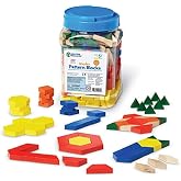 Learning Resources Wooden Pattern Blocks | Educational Toys and Tangram Puzzle Manipulatives for Kindergarten, Early Math Toys, Wood Pattern Blocks for Classroom