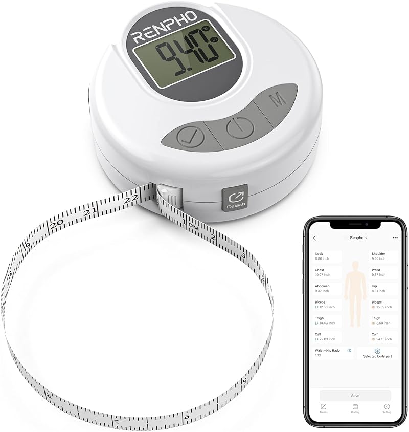 RENPHO Smart Bluetooth Body Tape Measure for Fitness & Weight Loss