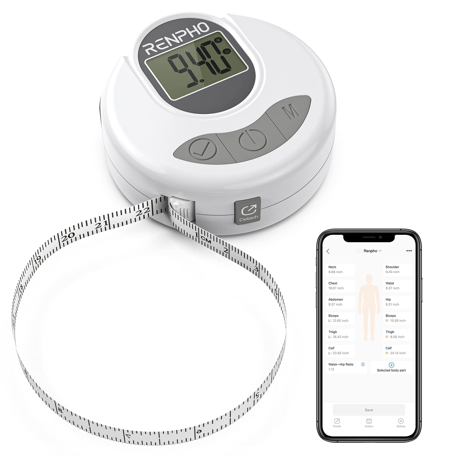 Cinta Métrica Digital Bluetooth medición de Grasa Corporal