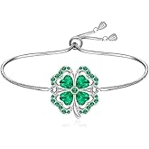 Talonior Shamrock Bracelet for Women Sterling Silver celtic St Patricks Day Bracelet Four Leaf Clover Green Luck Gifts Irish Jewelry