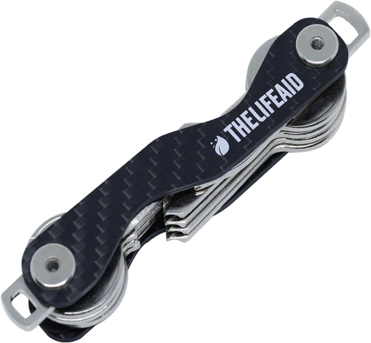 Key Organizer NEW Compact Smart Key Holder Lightweight and Sturdy Carbon Fiber S Shape Pocket Keychain EDC with Sim and Bottle Opener, S-biner Extra Extensions and Spacers, Gift Box - Up to 22 Keys!