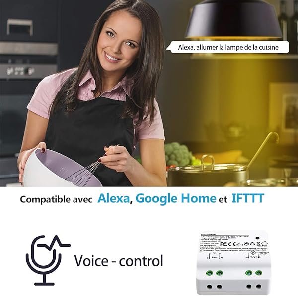 Didikit Interruptor WiFi 15A 3300W Mando a Distancia por Telfono para Luz Control Remoto Inalmbrico por la Aplicacin Smart Life Control por Voz Funciona con Alexa Echo y Google Home