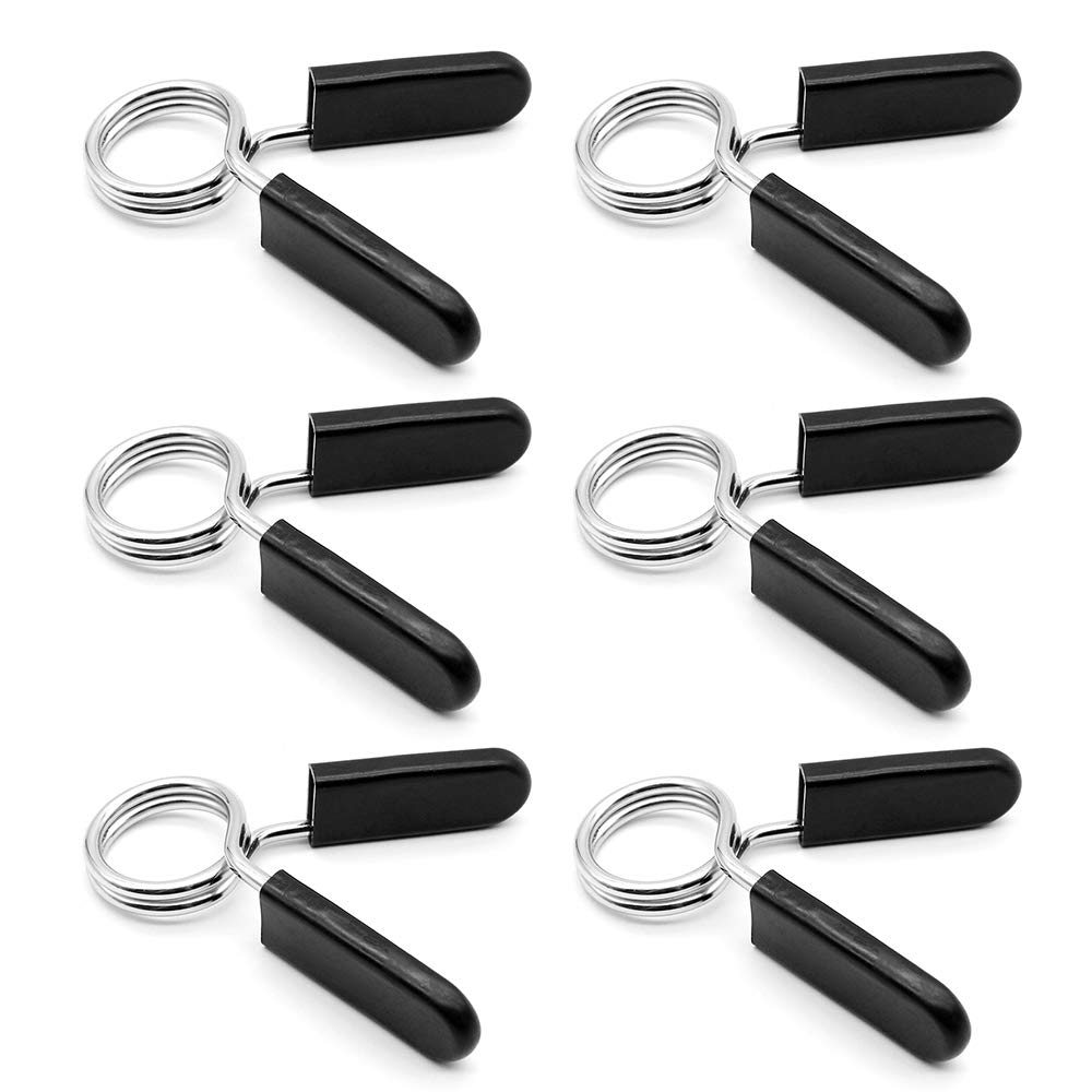 6 Pack Spring Collar Clips 25 mm Dumbbell Barbell Clamps Exercise Collars Barbell Clip Clamps for Olympic Weight Bar Dumbbells Gym Fitness Training