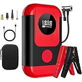Jump Starter with Air Compressor,5000A Portable Car Battery Booster (10 Gas/8L Diesel) with 150PSI Tire Inflator,12V Car Battery Jump Box,Cordless Air Pump for,Motorcycle,Bike, Balls,LED Light
