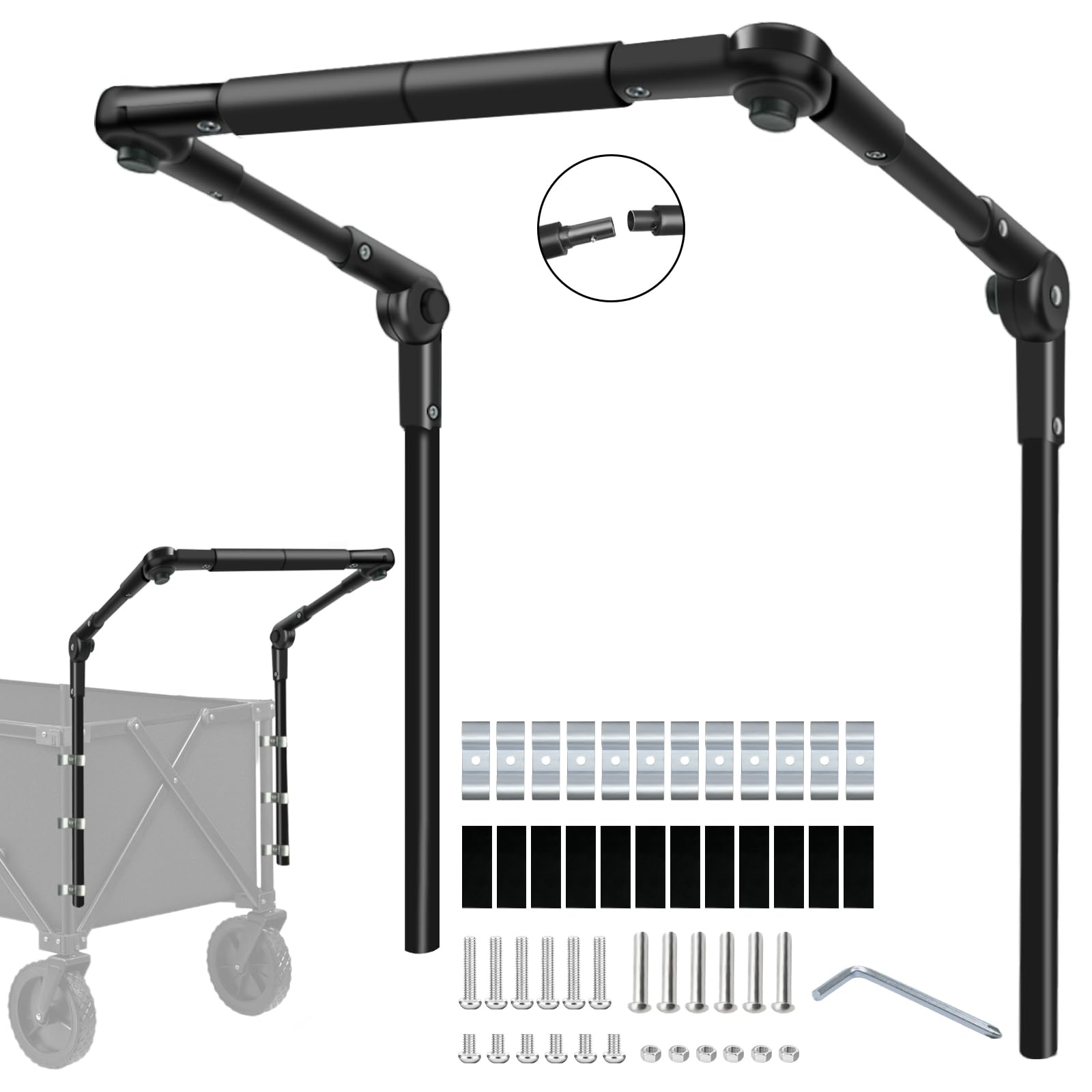 Photo 1 of MiHeeHome 3rd Gen Wagon Push Handle - Adjustable for Round Metal Frames ONLY (NOT Square/Rectangle) - Fits Sekey Wagons & Folding Wagons (Excludes Sliding Lock Systems)