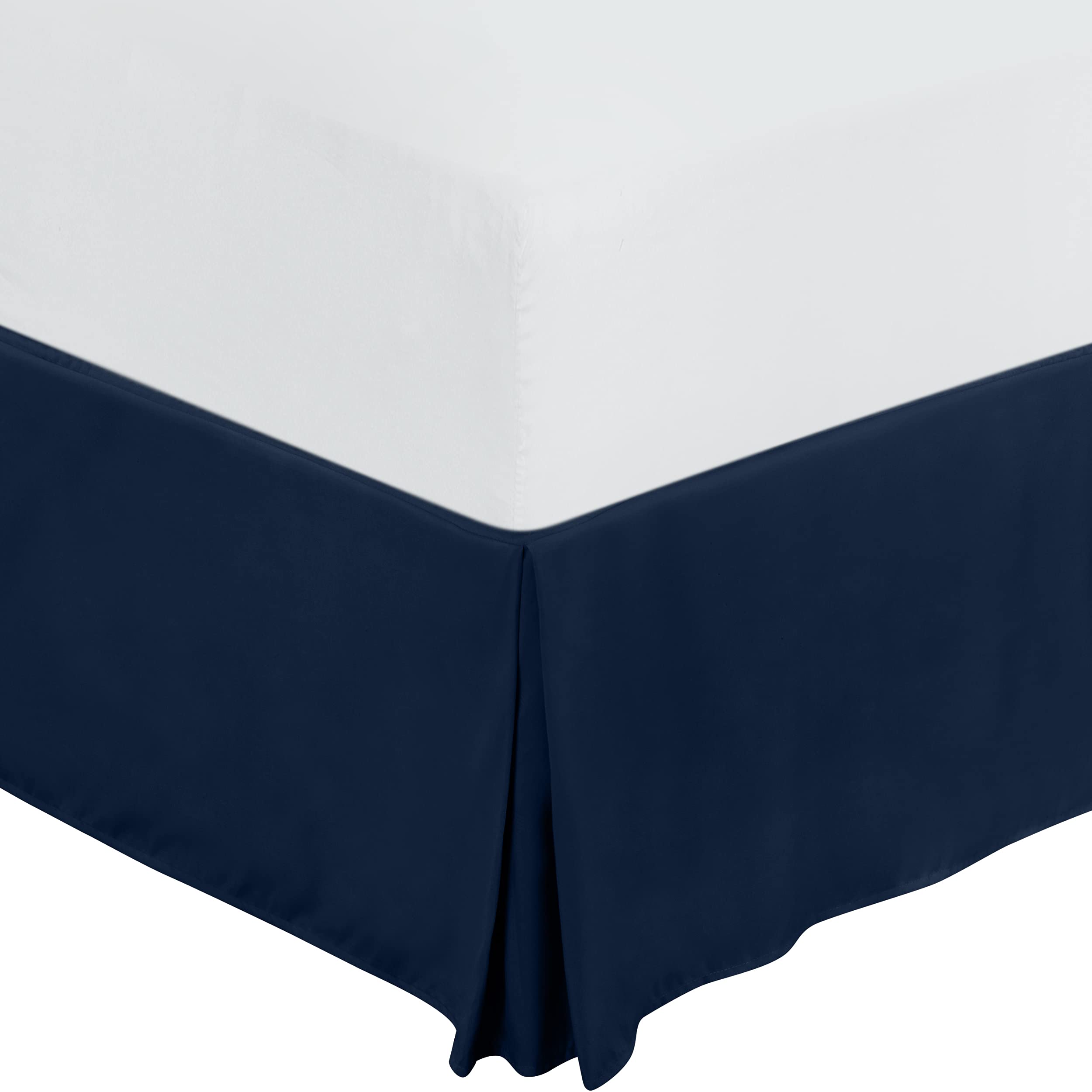 Utopia Bedding Valance Sheet Double, OEKO-TEX Certified, Soft Brushed Polyester Microfiber, Fits Under the Mattress, Pleated Base Bed Skirt with a Drop of 40 cm (Navy)