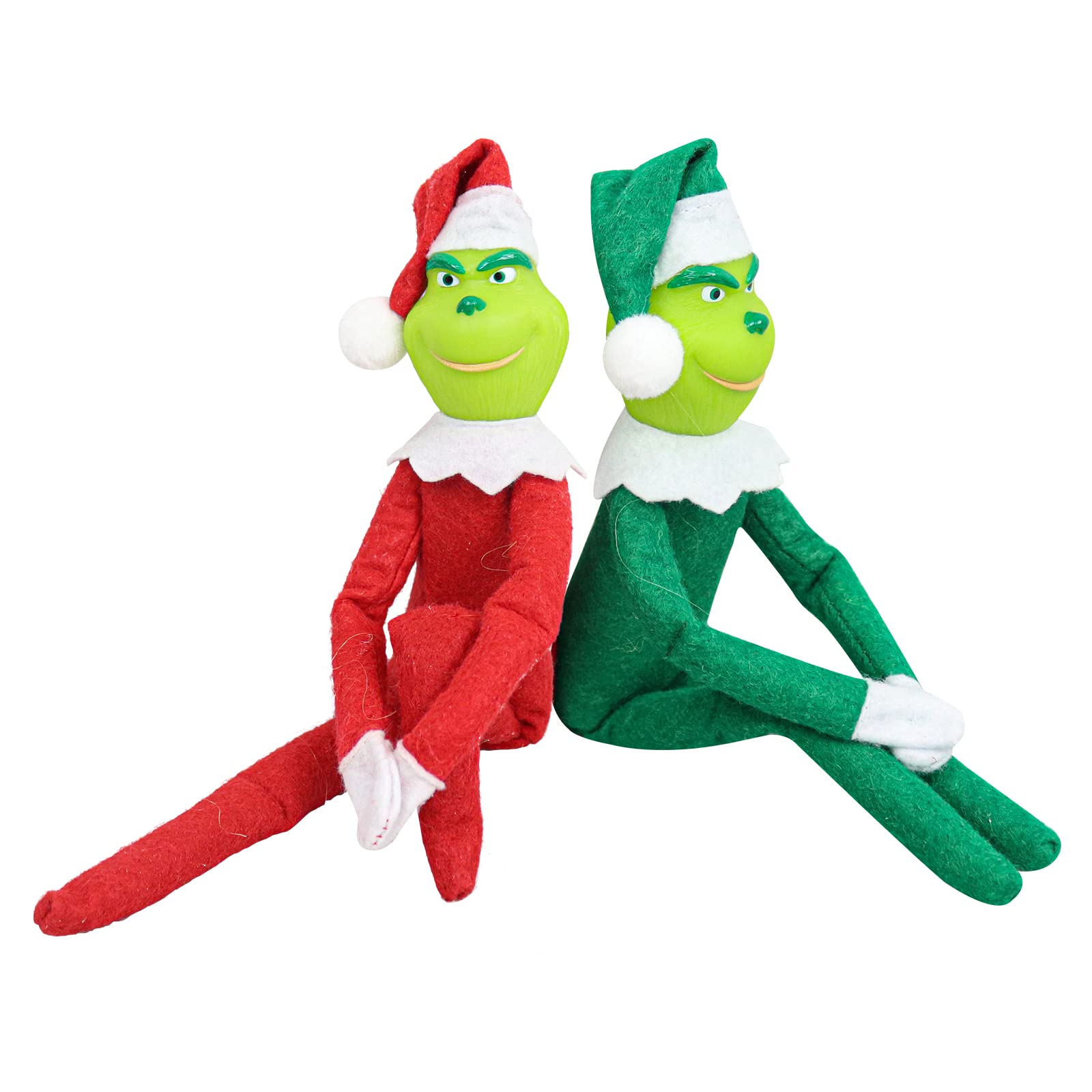 Green Monster Doll Christmas Suffed Plush Toy Red Green Monster Elf Ornament for Xmas Home Decor Gifts (2pcs)