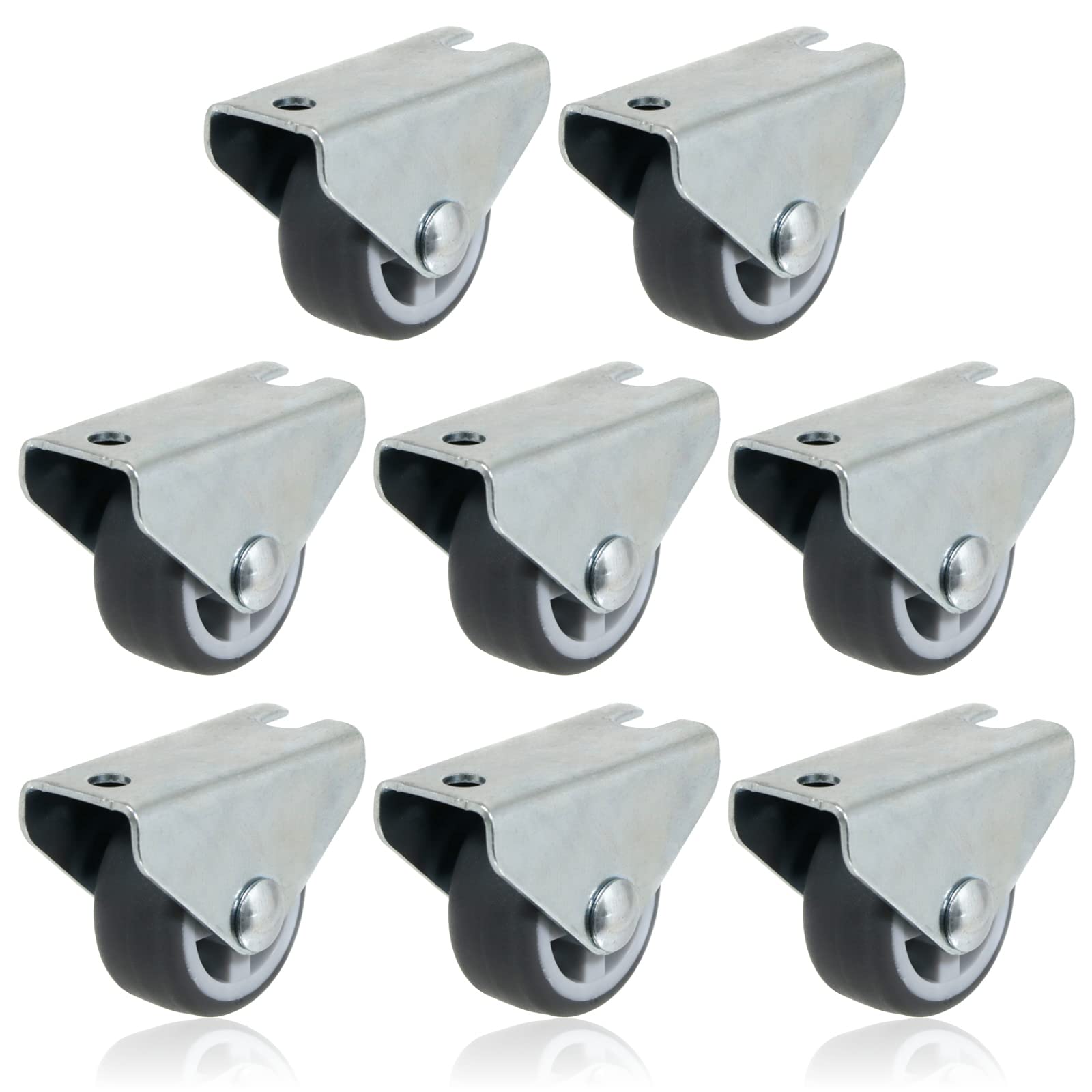 SPARES2GO Universal Divan Bed Cabinet Drawers (Fixed Plate) Castor Wheels (32mm, Pack of 8)