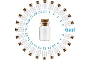 XHPHAPACK 6ml 24 pcs Small Glass Bottles With Corks USP Type1 Class A Mini Clear Glass Vials With Corks Stoppers DIY Art Craft Storage Small Jars With Cork Lids for Home and Holiday Party Decoration