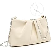 Dasein Elegant Pleated Evening Bag Soft Vegan Leather Clutch Purse Dressy Formal Handbag with 2 Chain Straps for Women
