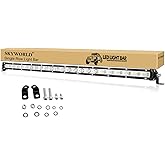 SKYWORLD 25 inch 120W Single Row LED Light Bar, Waterproof 6000K White | Low Profile Ultra Thin Slim Flood Spot Fog Driving Work Roof Bumper Light for Offroad 4x4 Truck SUV ATV UTV Boat Lighting