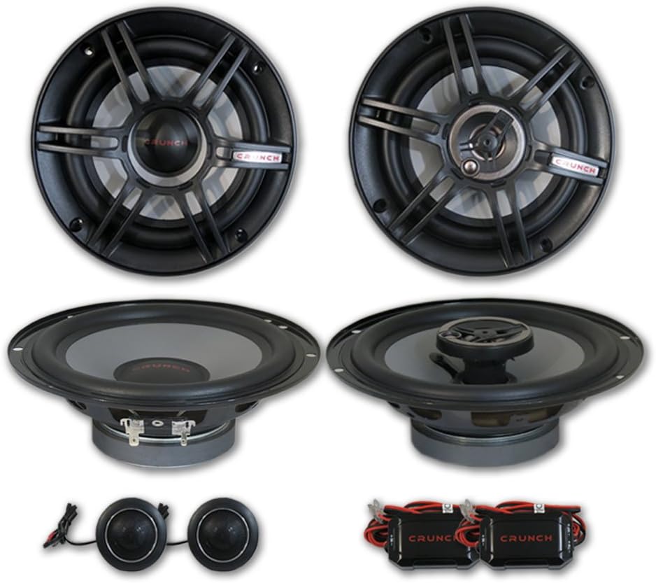 Crunch 6.5 2-Way Car Component System + 6.5 3-Way coaxial Speakers