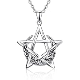 KINGWHYTE Pentagram Necklace for Men 925 Sterling silver Pentacle Necklace for Women, Pagan Wiccan Jewelry for Family Friends
