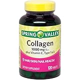 Spring Valley Collagen 1,000mg Per Tablet, Plus Vitamin C, Type 1 & 3, 120ct by Equate