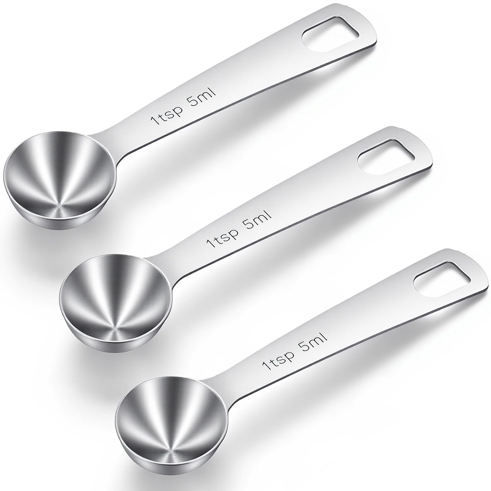Photo 1 of 3Pcs Stainless Steel Measuring Spoons Set 1 Teaspoon 5ml for Precise Cooking Baking and Spice Measurement Short Handle Design for Easy Use in Kitchen Essential for Home Chefs and Baking