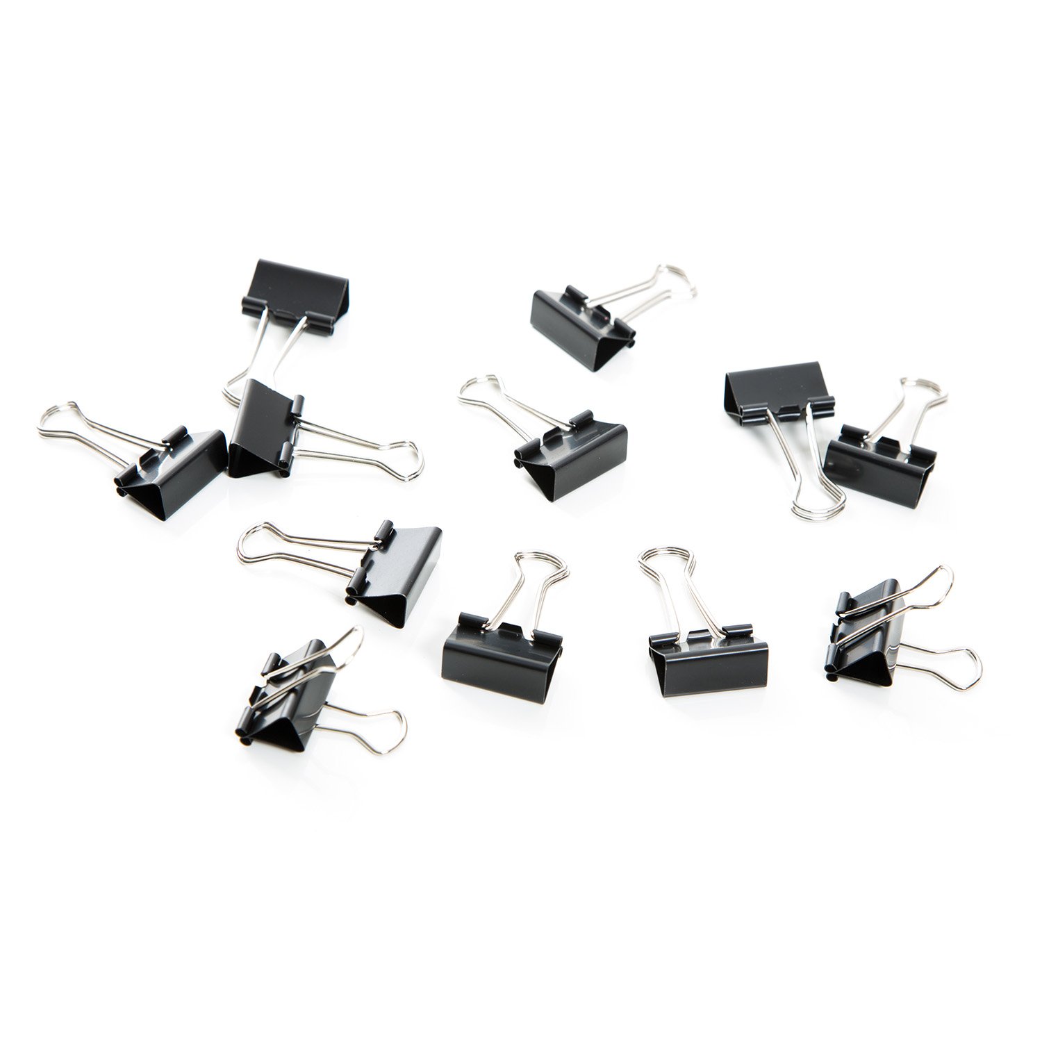 Logbuch-Verlag 12 Metal Clips Metal Clips Black Silver 2.5 cm Clip Binder Foldback Clips Office Closure Decoration Vintage Nostalgic