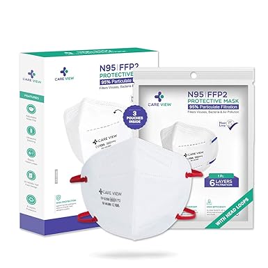 CAREVIEW N95 FFP2 Model No. CV1221H Head Loop Style Protective Face Mask, 6 Layered