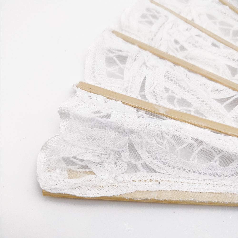 Bridal Fan in lace, silk and bamboo – Ideal for your Wedding Day! (Large) - Image 4