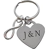 JewelryEveryday Custom Personalized Stainless Steel Heart Keychain & Infinity Charm, Engraved Couples Initials, Husband Wife Boyfriend Girlfriend Anniversary Key Chain Customized