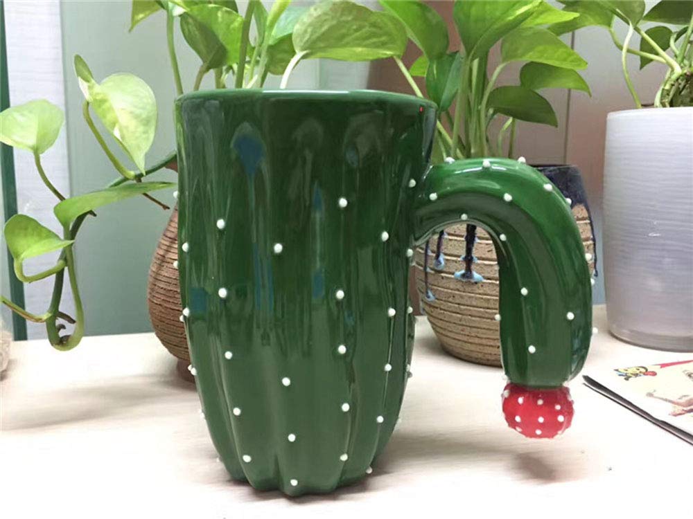 Novelty Coffee Mugs,Individual Cactus Ceramic Mug for Hot Water Tea Beer Purely Handmade Fine Bone china Cups Creative Halloween Gift Idea 14 OZ