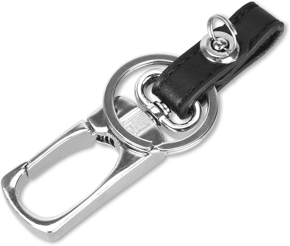 Happyit Zinc Alloy + Leather Car Key Cover Case for Ford Smart / Folding Focus Mondeo Edge Fiesta Kuga Mondeo MK4 Fiesta Fusion Escort Ecosport Car Key (B Black) - Image 5