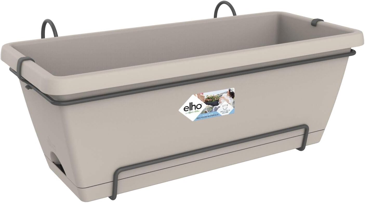 elho Barcelona Xl Allin1 55 - Planter for Balcony & Outdoor - Ø 54.5 x H 23.0 cm - Brown/Taupe