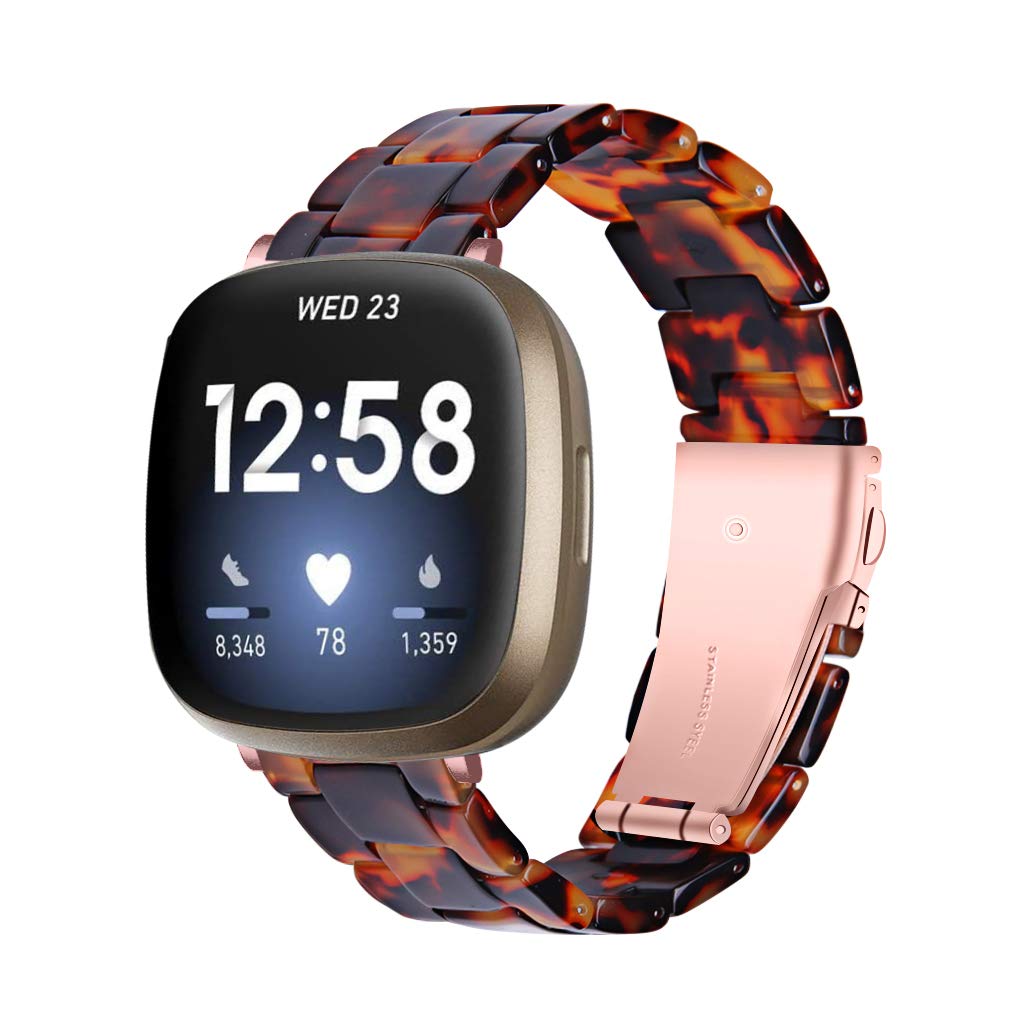 Chofit Straps Compatible with Fitbit Versa 4/Sense 2 Strap, Adjustable Resin Replacement Wristband Band Bracelet for Versa 4/Sense 2 (Brown)