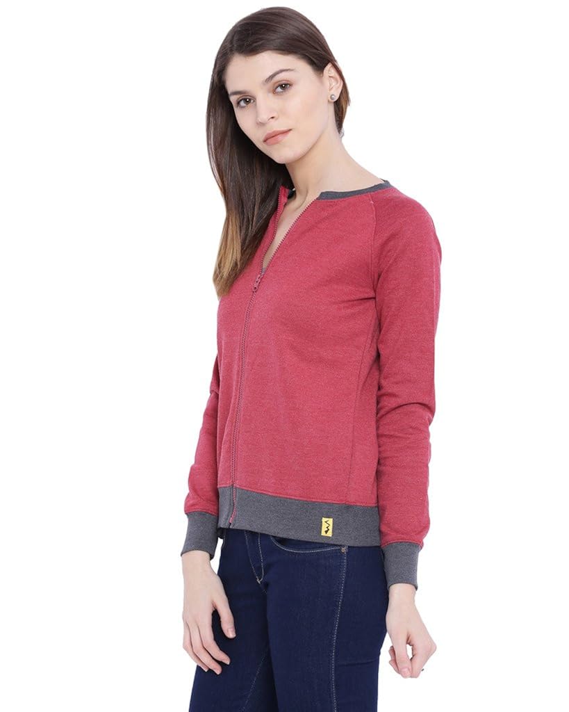 campus sutra women maroon zipper jacket