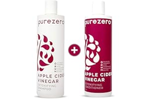 Purezero Apple Cider Vinegar Shampoo & Conditioner Set - Detox Scalp & Hair - pH balanced -Increase Hydration - Zero Sulfates, Parabens, Dyes - 100% Vegan & Cruelty Free - Great For Color Treated Hair